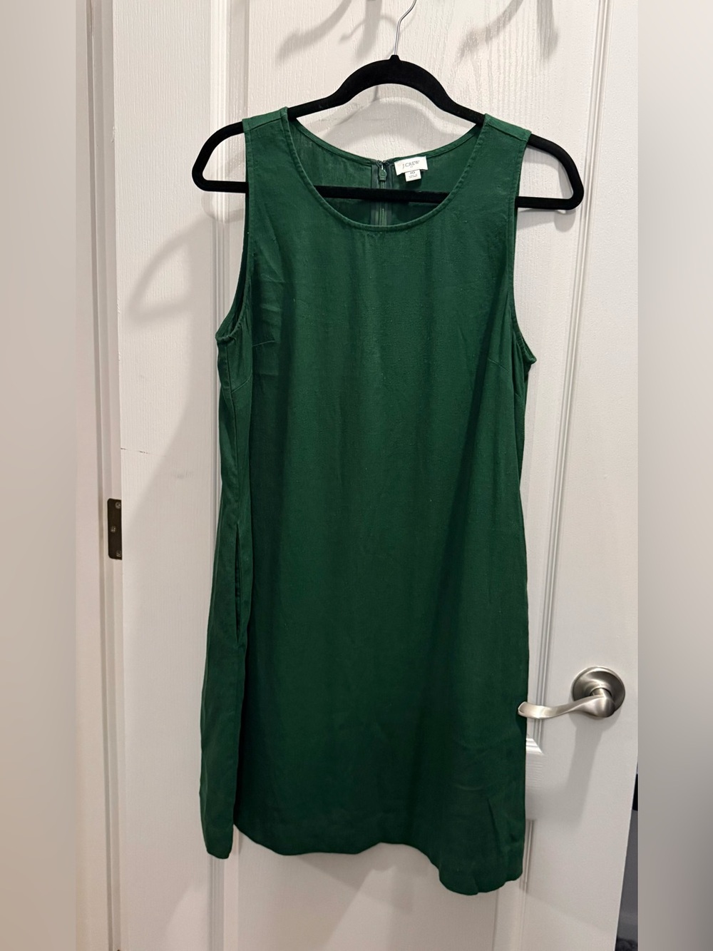 J Crew Factory Sleeveless Emerald Linen Shift Dress